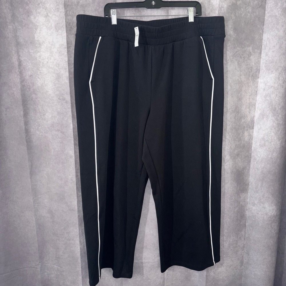 NWT T by Talbots Side Stripe Track Pants Women Plus Size 3XP Black Athleisure